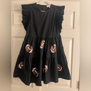 Peach Love Black Sequin Football Dress Medium